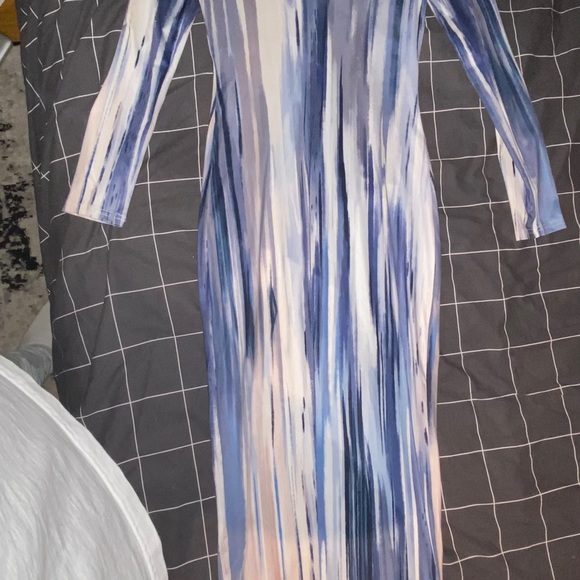Striped Blue Long Sleeve Maxi Dress - Picture 2 of 3